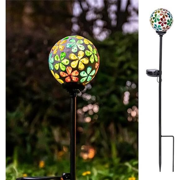 Mosaic Solar Lights Outdoor Decor Pathway Light Waterproof LED Stake Light - Picture 8 of 8
